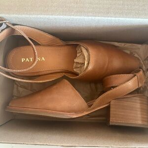 Portland Leather Brown Block Heel Mules